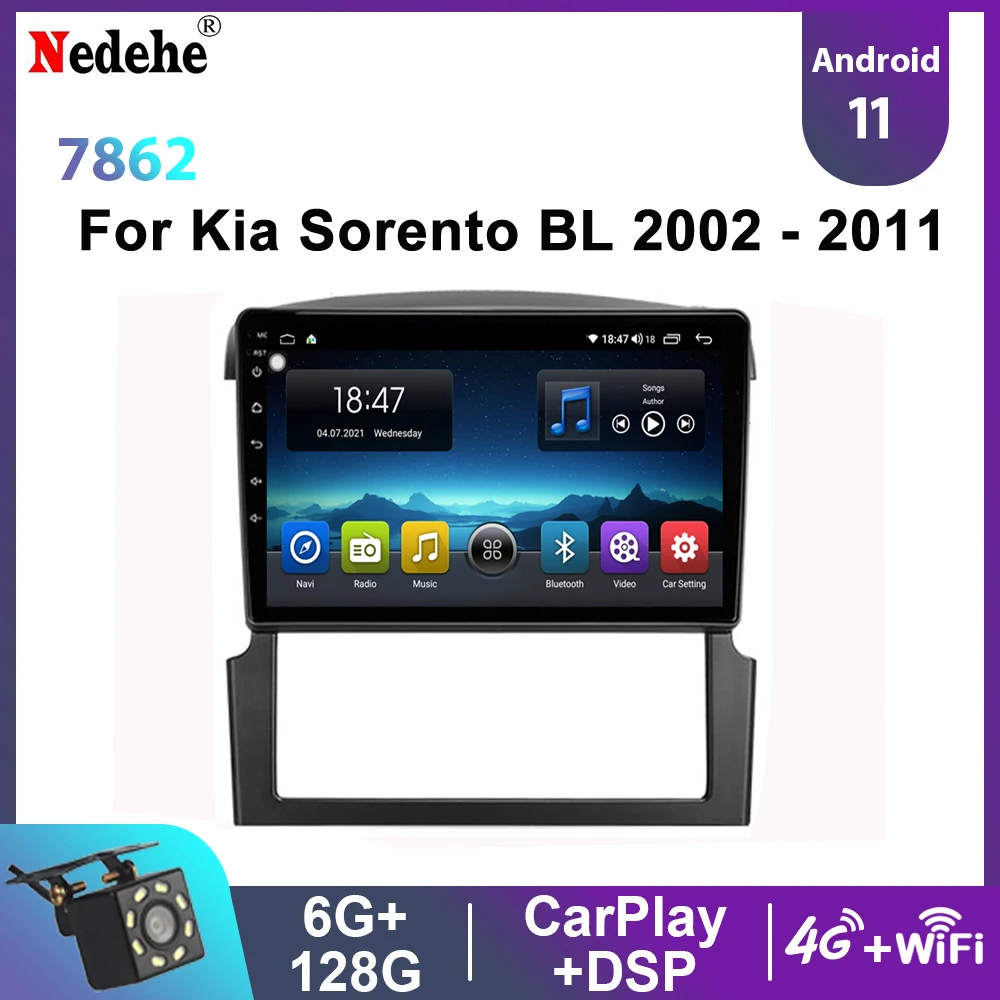 

6G+128G Carplay Android 11 For Kia Sorento BL 2002 - 2011 Car Radio Stereo Multimedia Video Player GPS Navigation No 2 din dvd
