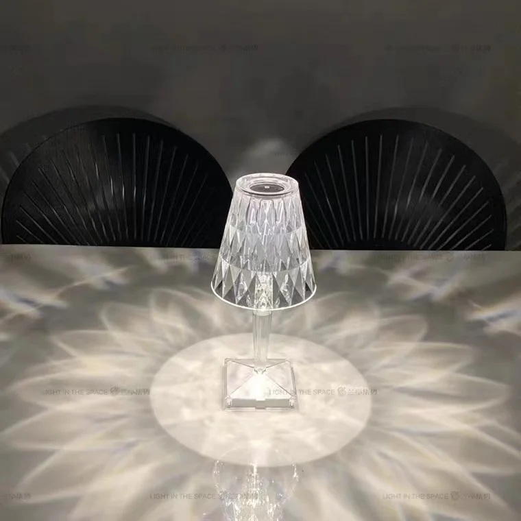 

Brand new Italian design acrylic Kartell table lamp rechargeable crystal art deco LED night light bedroom touch light neon sign