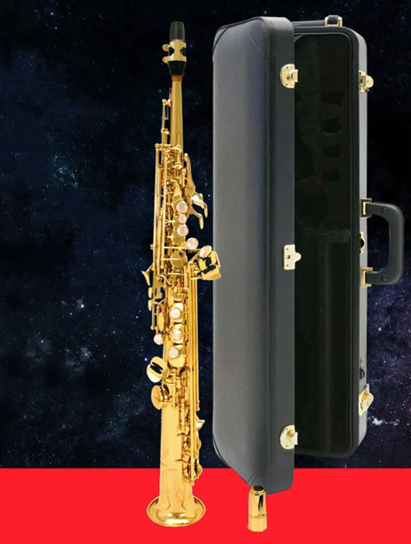 Профессиональный Саксофон сопрано плоский музыкальный инструмент из латуни с