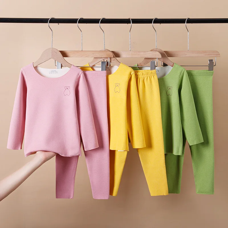 

Winter Warm Children Underwear Set Sanding Process Student Baby Girl Boy Home Clothing Kids Pajamas Teenager For 2-16 Years Old