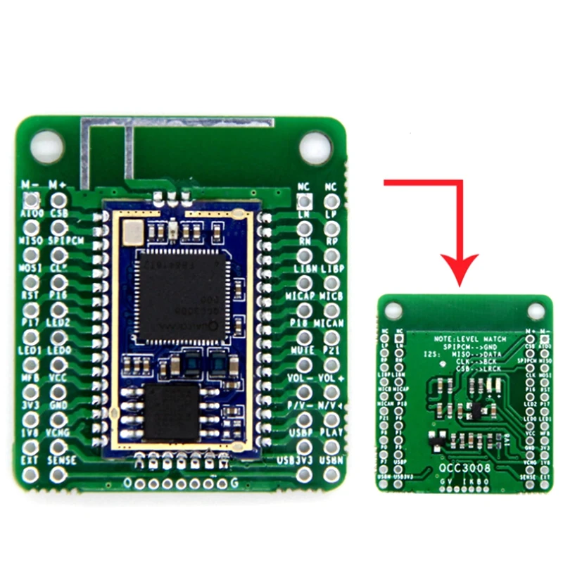 QCC3008 Bluetooth V5.0 низкая мощность o модуль APTX LL без потерь сжатия TWS I2S|Голосовые модули