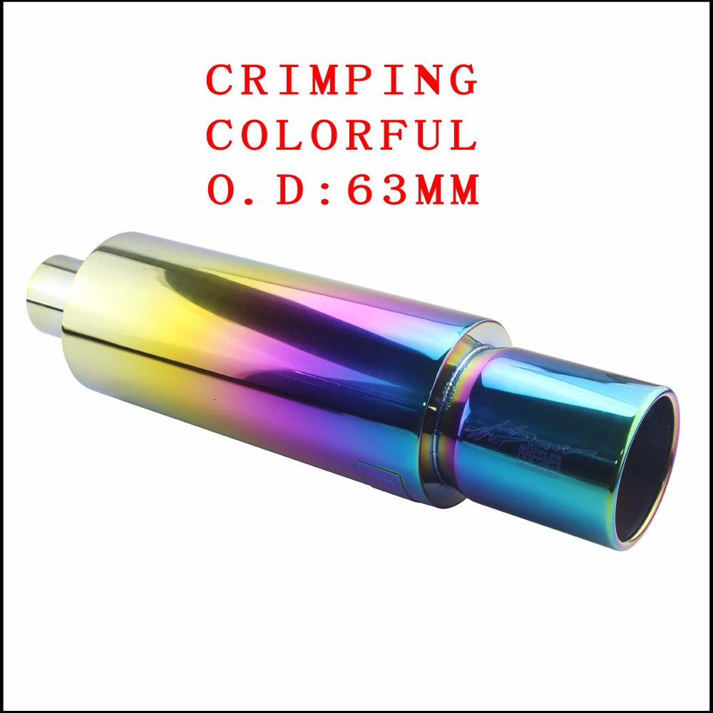 Crimping COLORFUL 63 Автомобильные глушители для выхлопной трубы, хвостовые Универсальные выхлопные системы из нержавеющей стали высокого качества, гоночные глушители 2," 3" до " уровень гофрирования - Цвет: Crimping COLORFUL 63