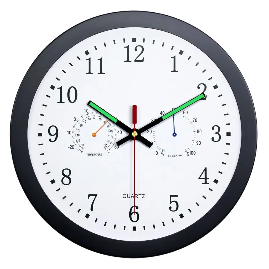 

Светильник ящиеся настенные часы, современные креативные электронные часы для температуры и влажности, бесшумные офисные часы для украшен...