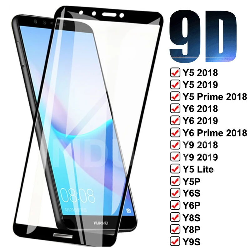 Защитное стекло 9D для Huawei Y9S Y8S Y8P Y6S Y6P Y5P Y5 Lite Y9 Y6 Prime 2018 2019 закаленное защитное