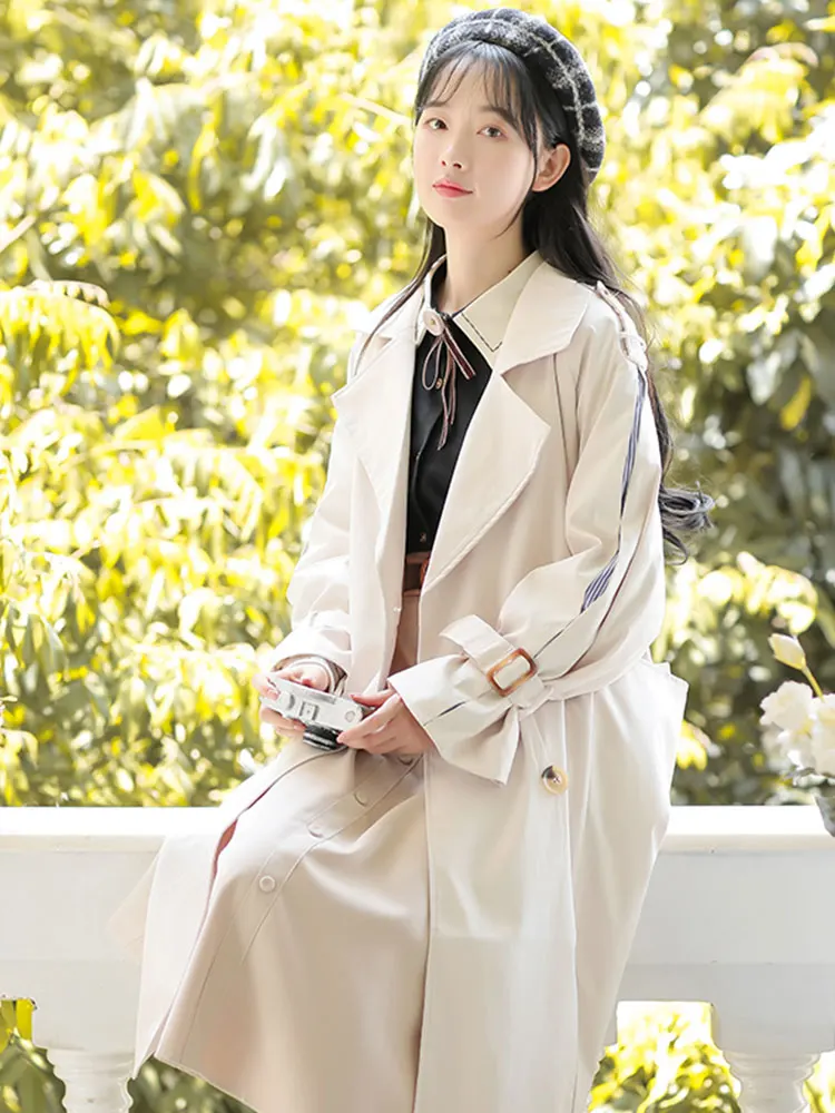 

Тренчкот женский оверсайз, модная Повседневная Длинная милая куртка, элегантная одежда, ветровка, EH50TR