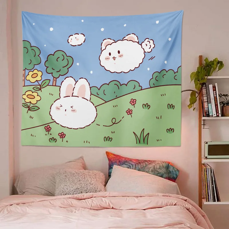 

Tapestry Girly Style Ins Hanging Cloth Background Cute Bedside Room Student Dormitory Cartoon Tapiz Decoration Murale Chambre