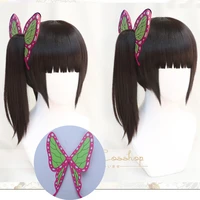 demon slayer kimetsu no yaiba kanawo tsuyuri kanao heat resistant hair cosplay costume wigs butterfly hairpin