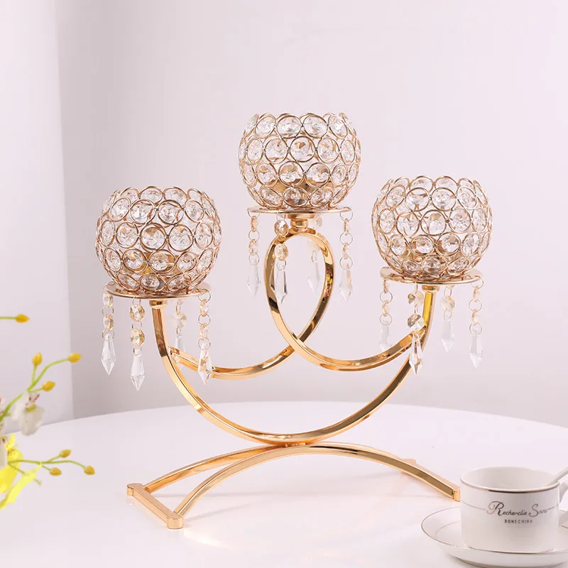 

3 head crystal candlestick home decor birthday party road lead candle holder Christmas wax scented candle holder