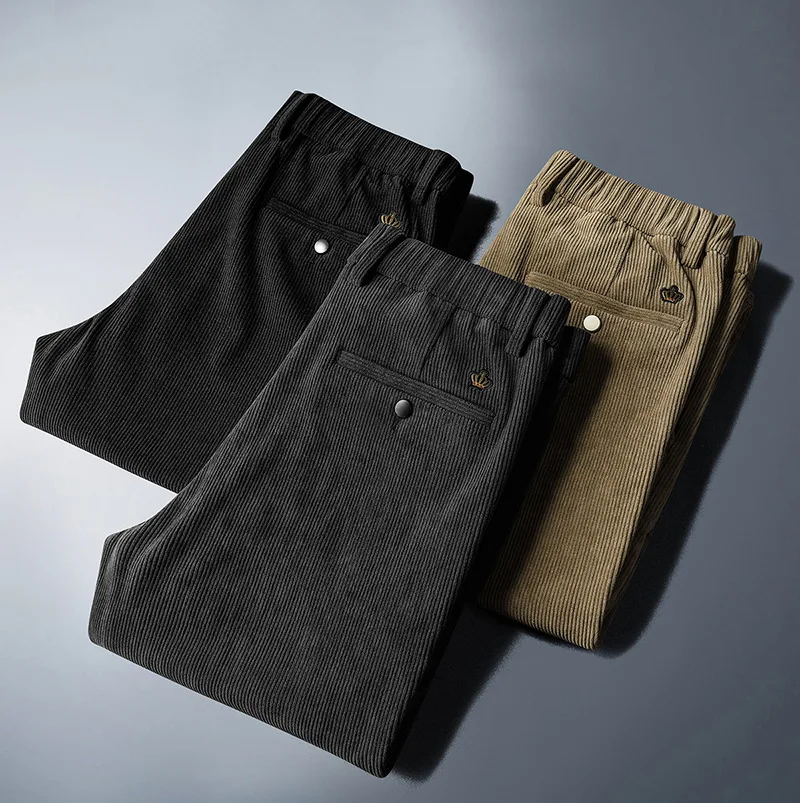 Мужские брюки плюс бархатные плотные Осенние повседневные длинные одежда