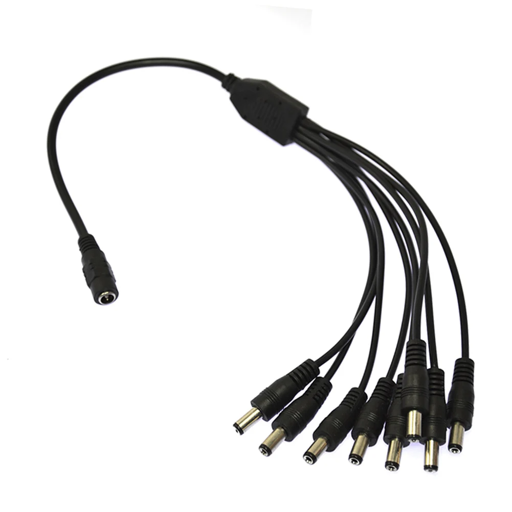 

DC 2.1 1 to 8 Splitter Adapter Cable Power Lead Pigtail 1 Female to 8 Male DC Plug for CCTV Security Camera SP99