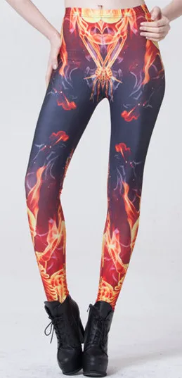 Цифровая печать огонь сексуальные молочные шелковые нижние брюки|Легинсы| |