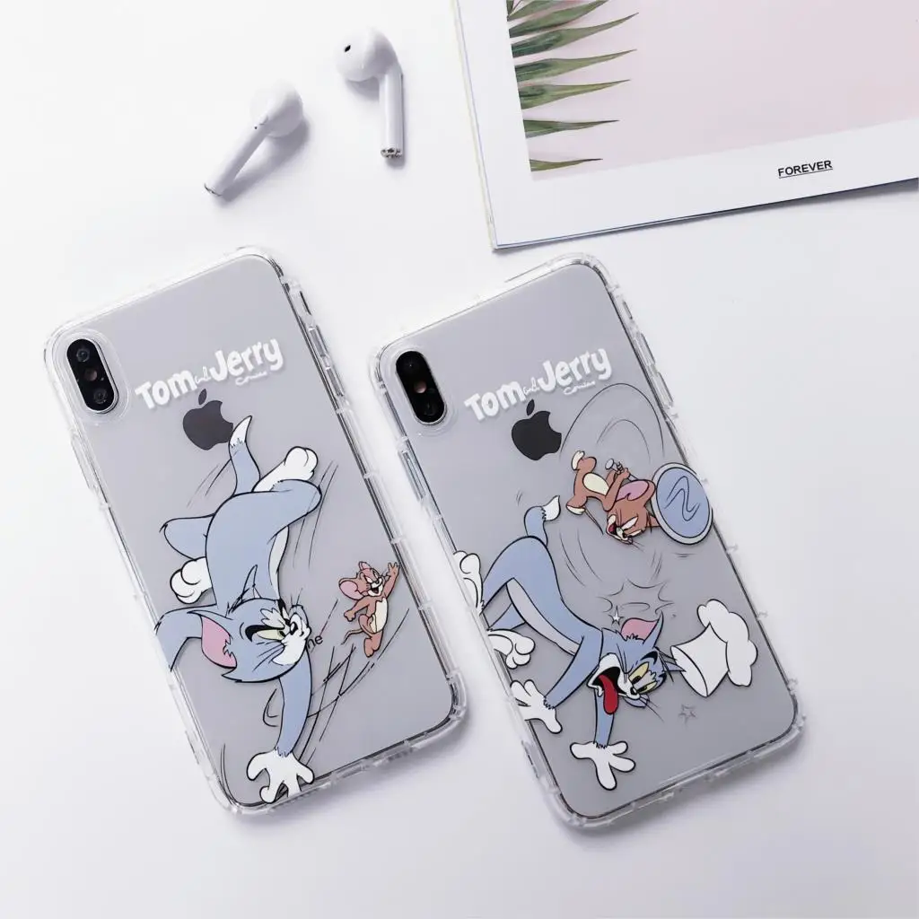 Милый Классический чехол для телефона Tom Jerry с забавным рисунком iPhone Xs MAX Xr X 6 6s 7 8