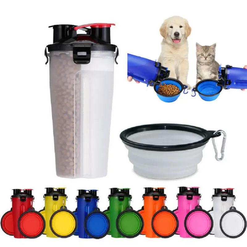 Силиконовая бутылка для воды собак и кошек складная миска двойного назначения