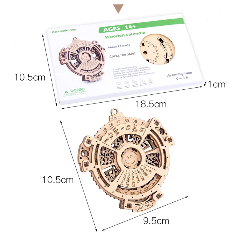 

Creative Unique Perpetual Calendar 3D Puzzle Wooden Toys Mechanical Transmission Carving Laser Engraving 2017 To 2044 Calendar