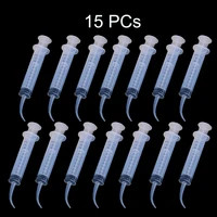 15pcs dental disposable irrigation syringe curved tip 12ml for dentist use dentistry tools tip diameter 1 7 mm1 9mm with scale