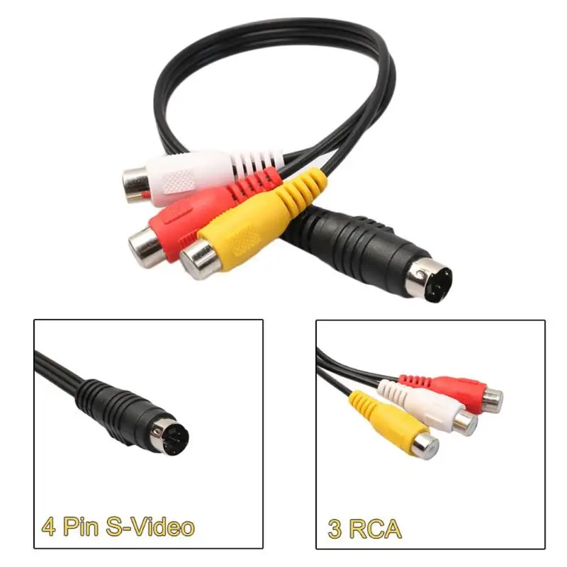 4 контактный переходник с S Video на 3 RCA Female для ноутбука|Кабели VGA| |