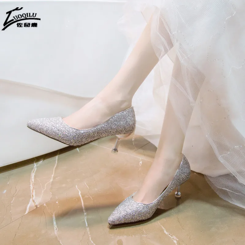 2020 туфли-лодочки с острым носком на высоком каблуке Женская обувь Шикарные