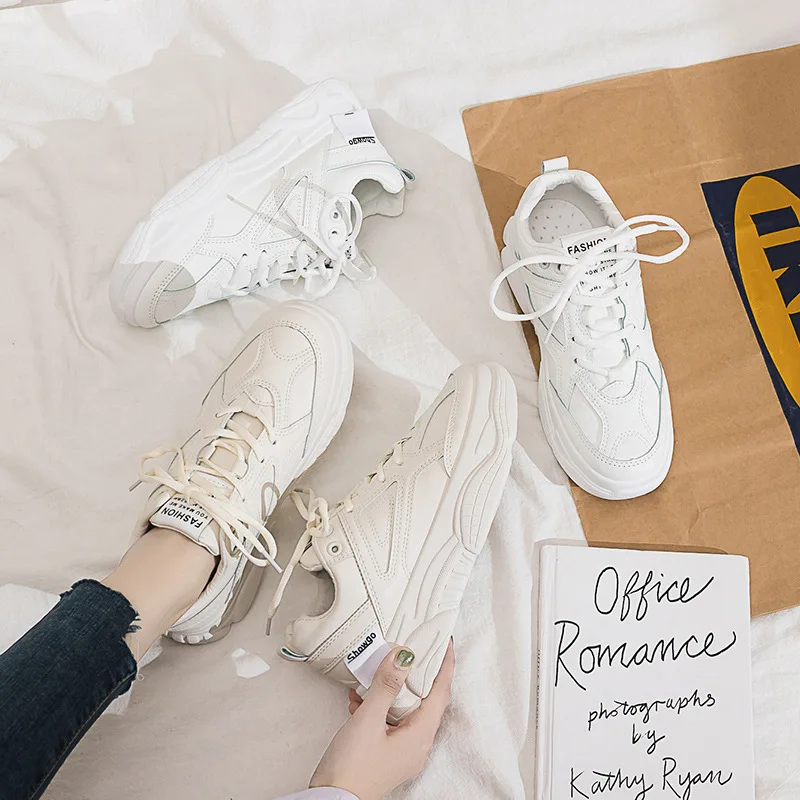 White shoe female new spring 2021 han edition students running sneakers increased permeability ins sandals women, 8802