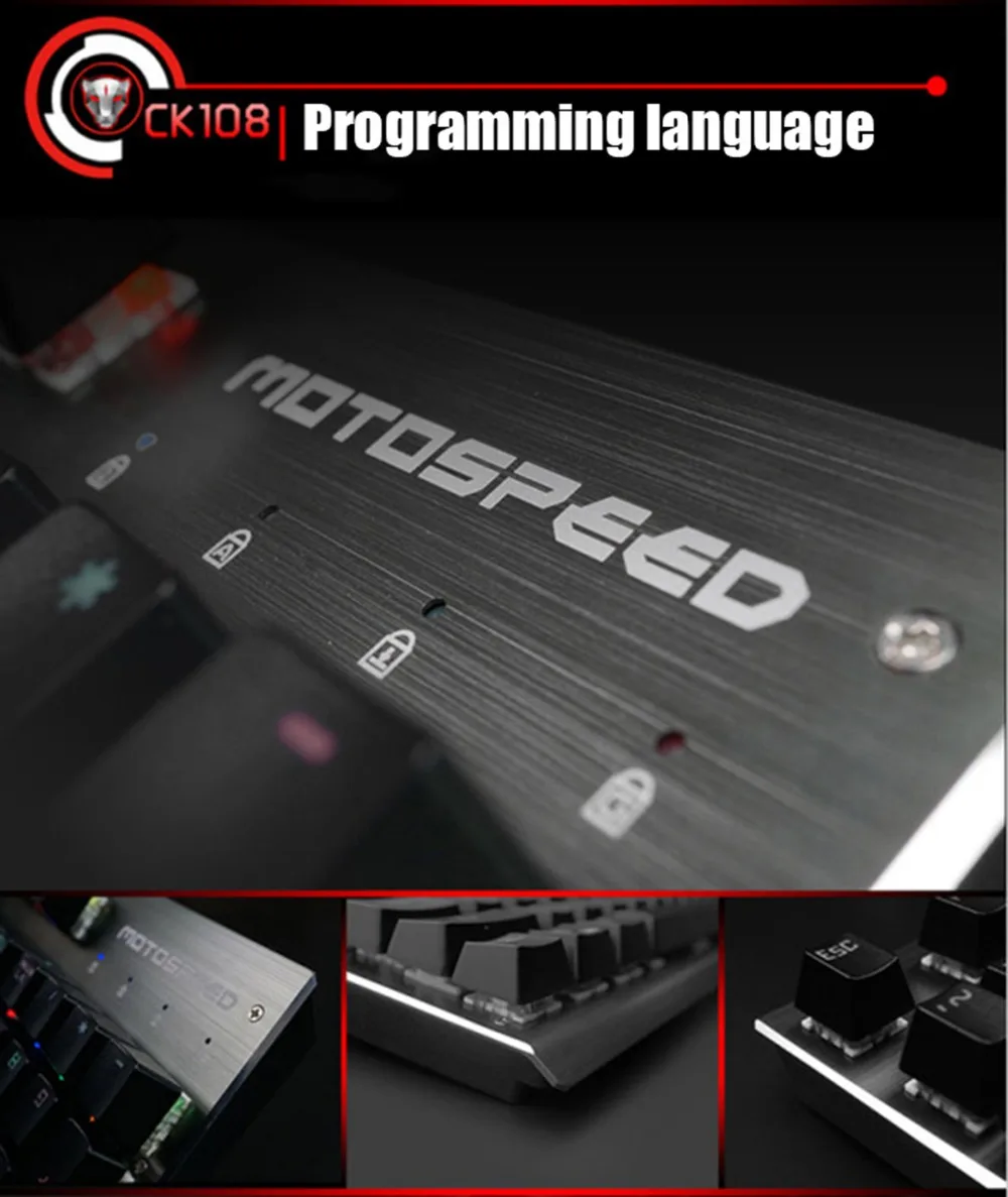 Motospeed CK108 механическая клавиатура Русский Английский 104 клавиш RGB синий переключатель игровой проводной светодиодный подсветка для геймеров ПК планшет Настольный