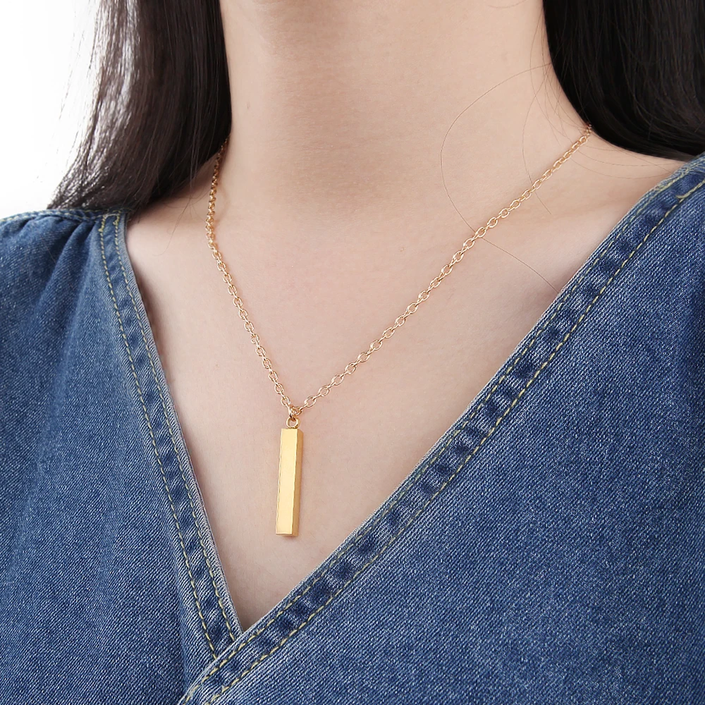 Ожерелье с прямоугольной подвеской простой из нержавеющей стали в Кубинском