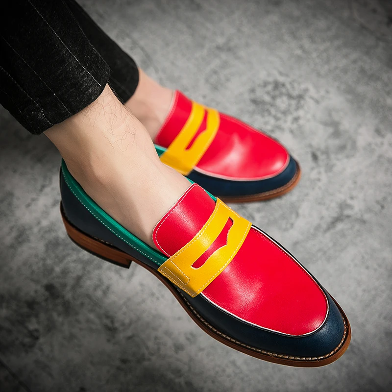 

Mens Dress Shoes Formal Patchwork Leather Shoe Fashion Handmade Wedding Party Shoes Men Loafers Oxford Shoes Plus US 5.5-13.5