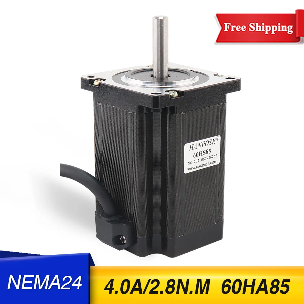 Бесплатная доставка 60 шаговый двигатель 1 8 градусов Nema24 60HS85 4-lead 2.8N.M 4.0A аксессуары