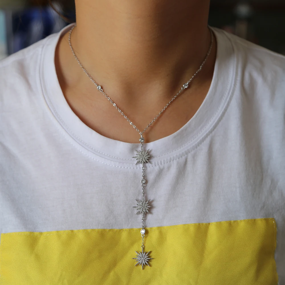 Женская цепочка с подвеской в виде звезды серебристого цвета|Колье| |