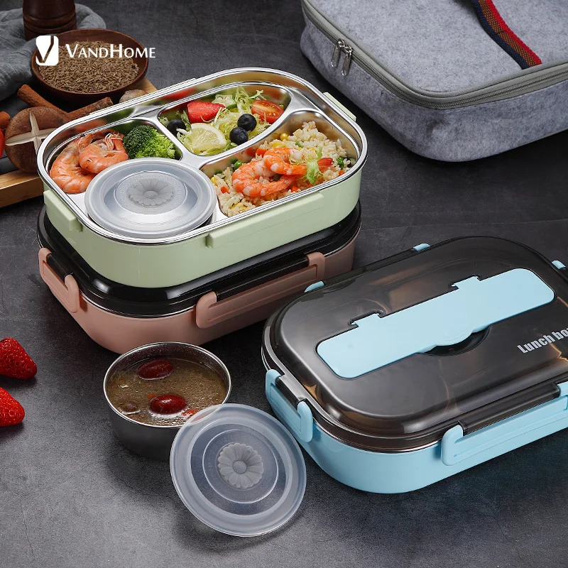 Wandhome японский детский Ланч-бокс с чашей из нержавеющей стали 304 контейнер для еды