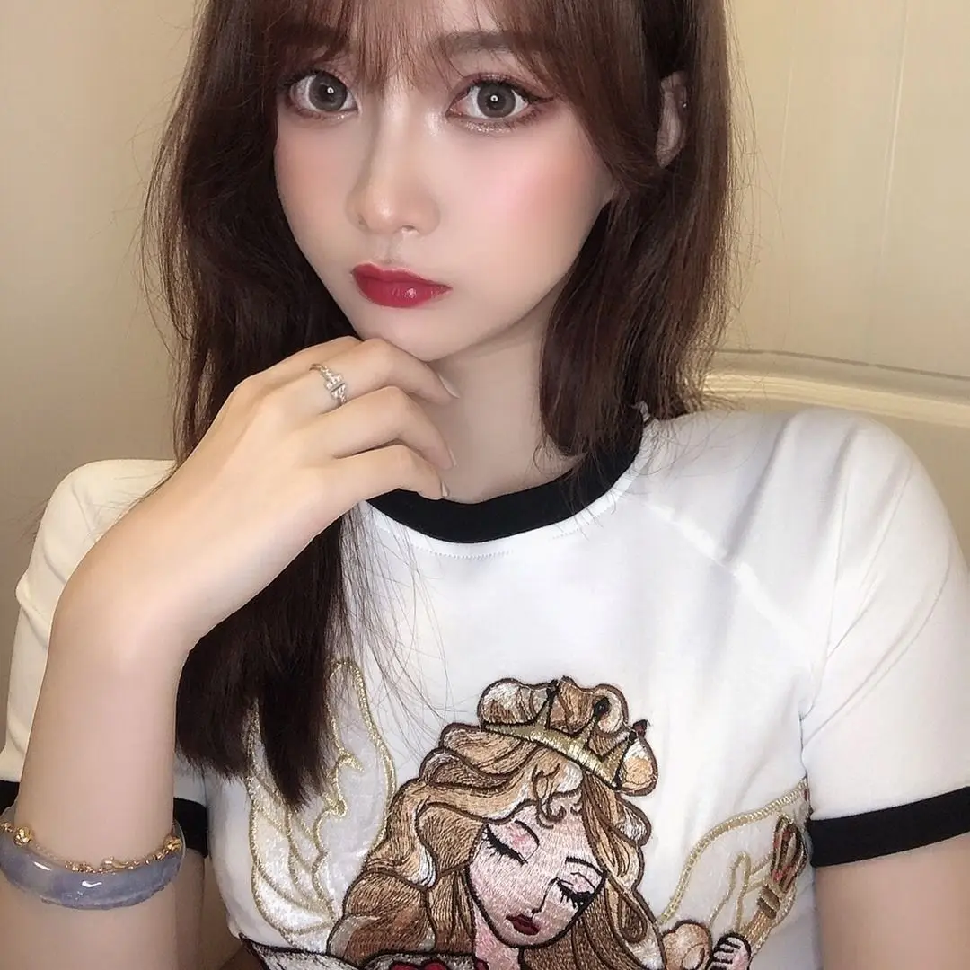 

Sexy Graphic Print Short t shirt Tops Women Summer 2020 Korean Street Style Patchwork Cropped Tops Schoolgirl Streetwear