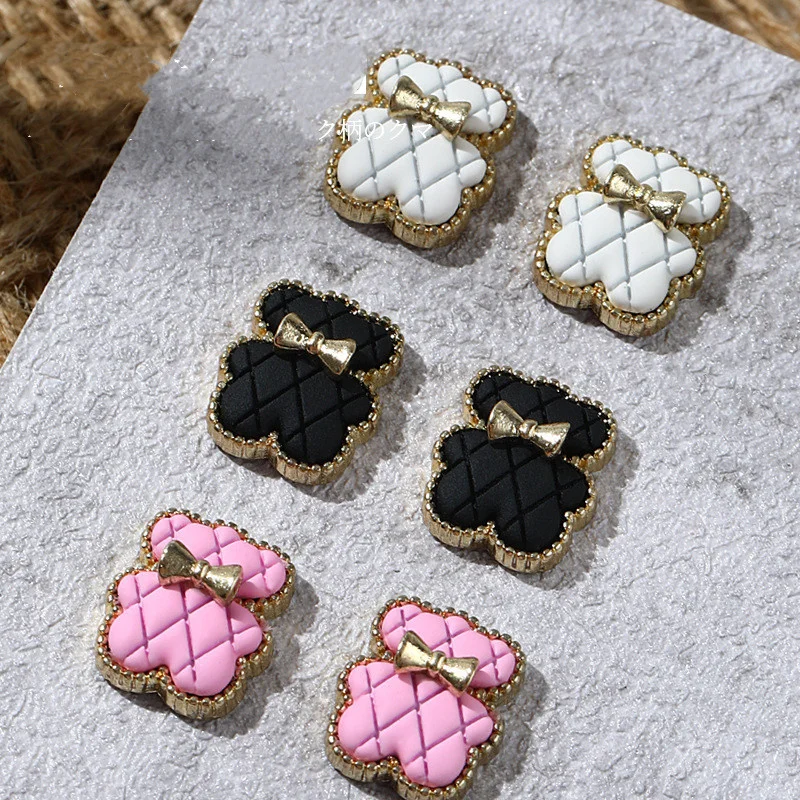 5 шт. галстук-бабочка для ногтевого дизайна медведь в клетку наклейки ногтей из