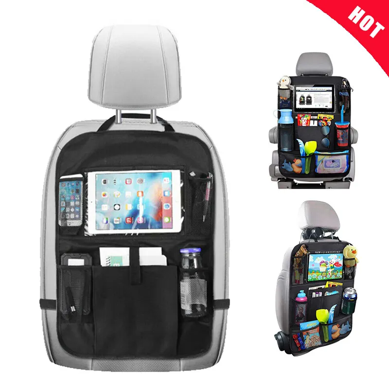 

Auto Car Backseat Organizer With Touch Screen Tablet Holder 9 Storage Pockets Kick Mats Car Seat Back Protectors Kids Toddlers