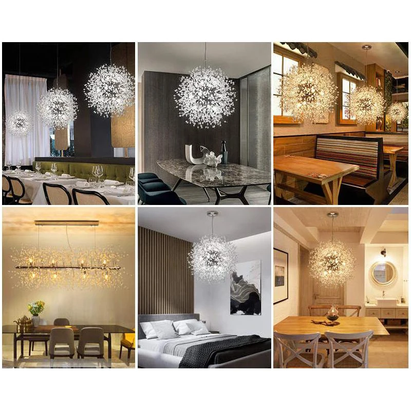 

New Creative Dandelion Chandelier Crystal Chandelier Lighting LED Hanging Round Modern Pendant Light for Room Decoration TE889