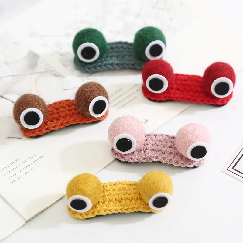 

Cute Color Wool Frog Eyes Hairpin for Women Bangs Broken Hair Side Clip Fashion Sweet Fun Gift Trend Hair Accessories New 2021