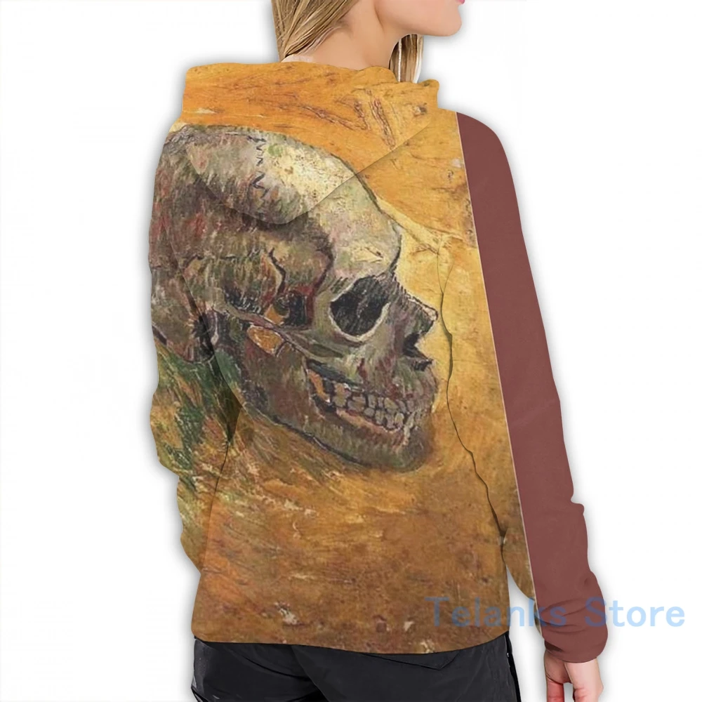 Женская Повседневная Толстовка с принтом черепа Ван Гога |
