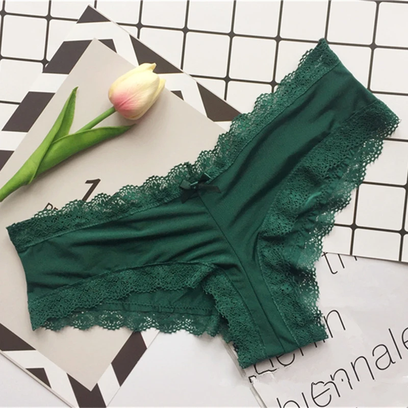 Трусики женские кружевные бесшовные с низкой посадкой и бантиком|Женские