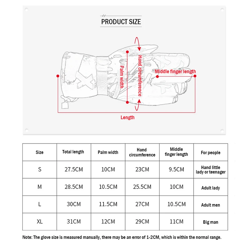 

Winter Ski Gloves Men Outdoor Sports Windproof Waterproof Skiing Snowboarding Gloves Male Thick Warm Touch Screen Cycling Gloves