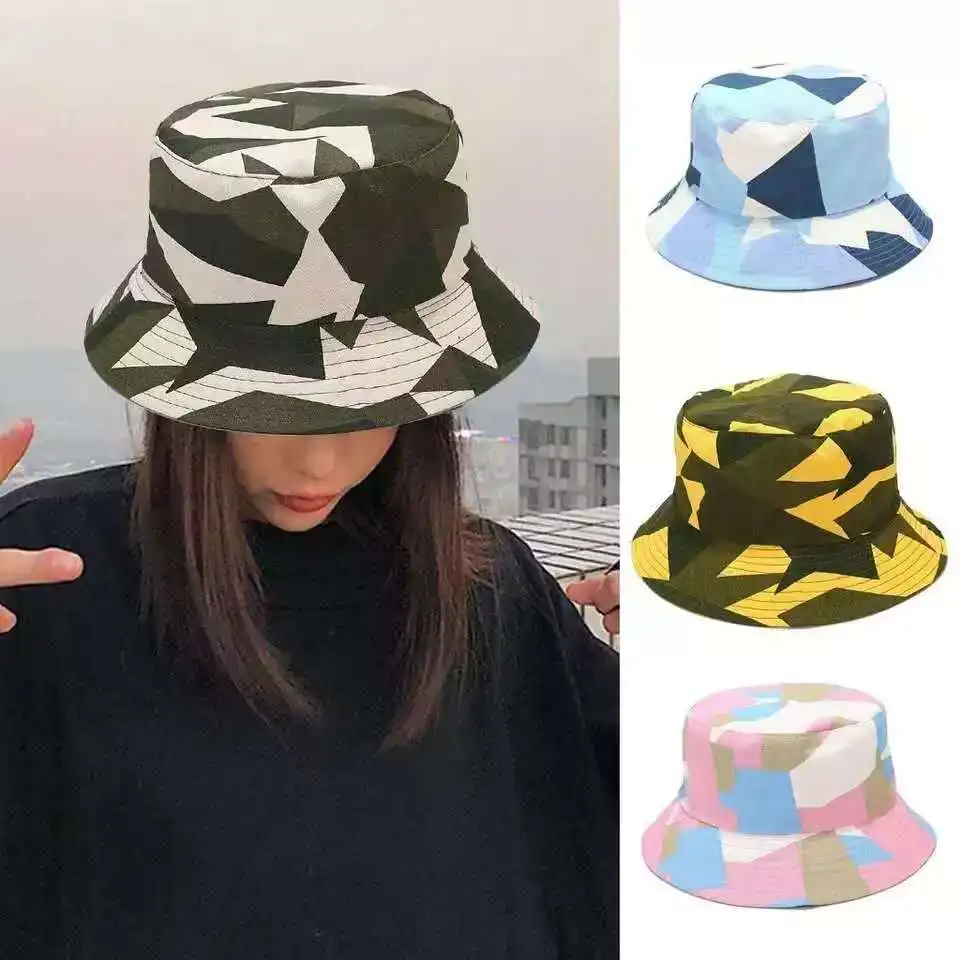 

Summer Panama Bucket Hats Cotton Camouflage Print Bucket Hat Fisherman Hat Sun Cap Hats For Men And Women Fishing Hunting Cap