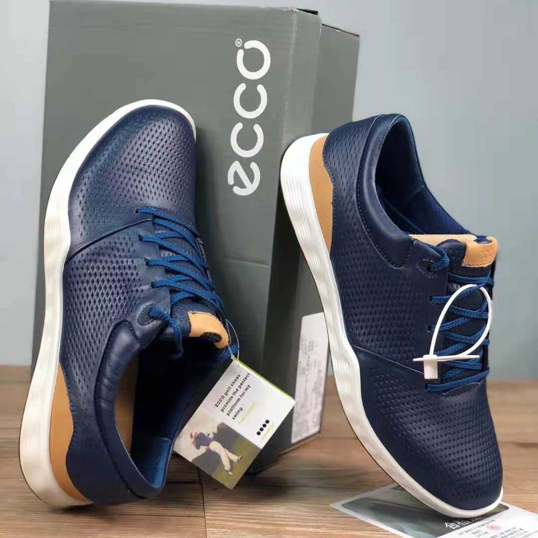 

Genuine Leather Golf Shoes for Men 2020 New Brand Professional Golf Sport Sneakers Walking Shoes for Men Blue White Mens Trainer