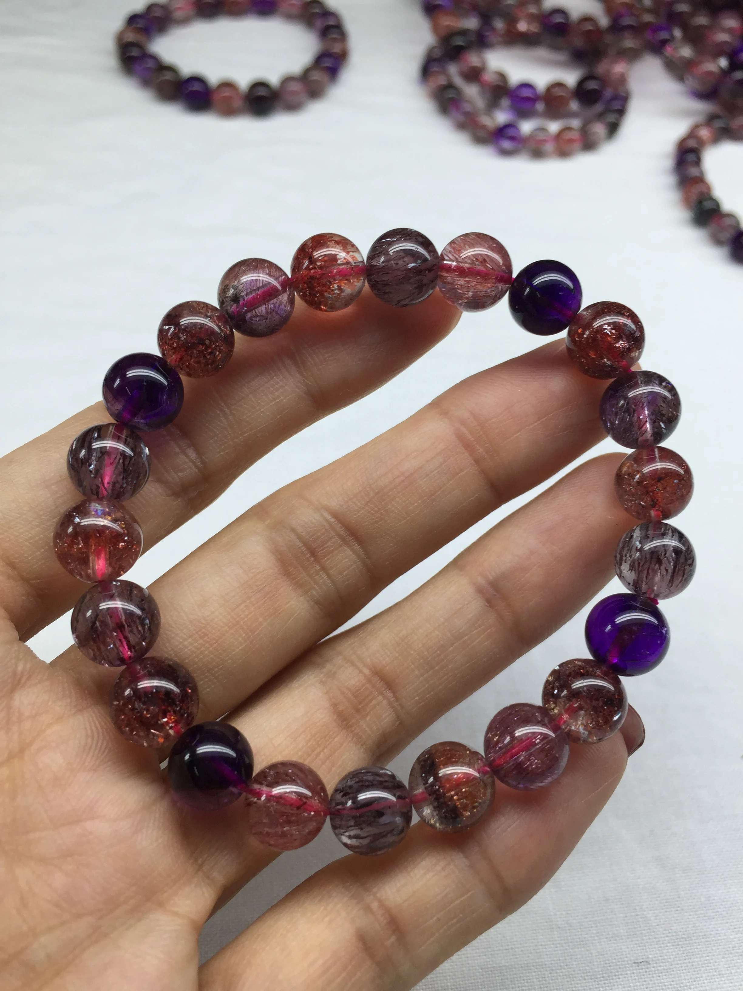 Подлинная натуральная супер семь 7 Lepidocrocite кварца Rutilated Кристалл Круглые бусины