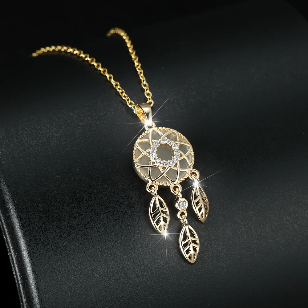 

Fashion Dream Catcher Series Jewelry Necklace for Women Gold Color Hollow Leaf Tassel Chain Necklaces Female Dainty Trinket Gift