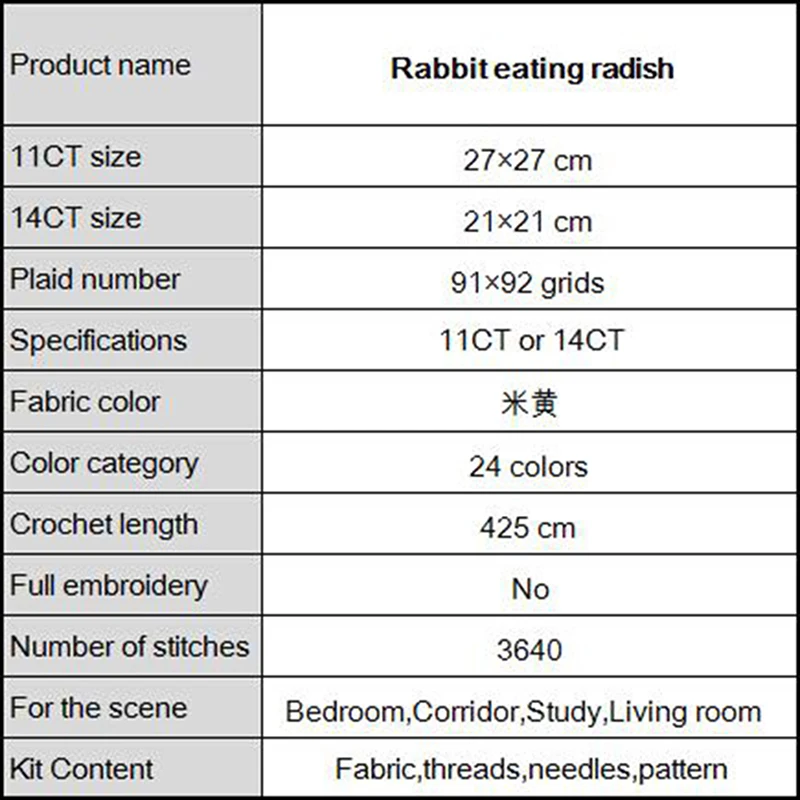 NKF кролик ест редиску китайский узор крестиком наборы вышивка рукоделие Наборы