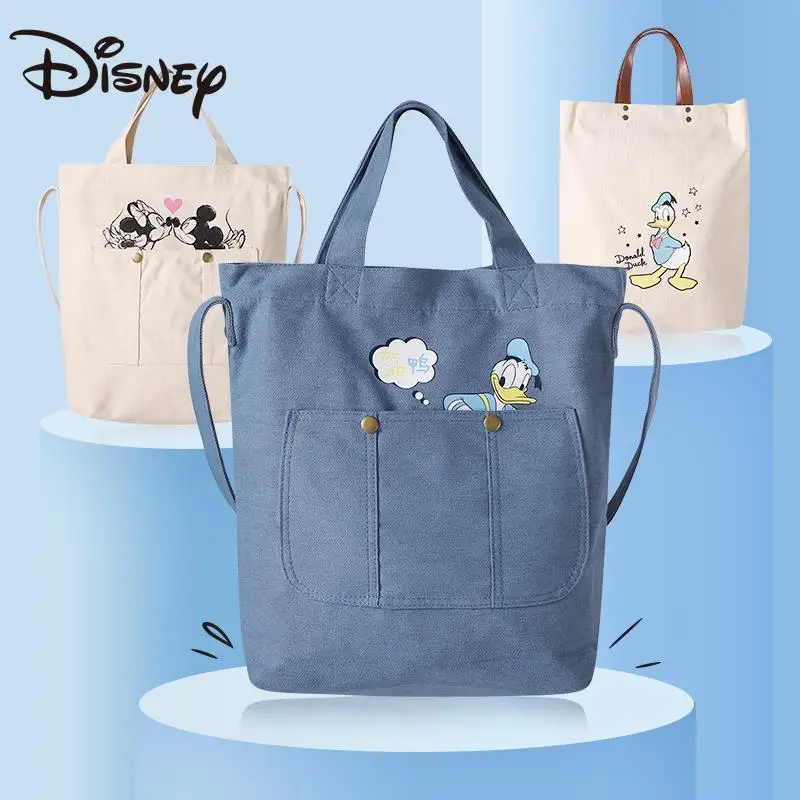 

Disney Mickey and Donald Duck Printed Canvas Bag One-shoulder Crossbody Bag I student versatile large capacity canvas bag