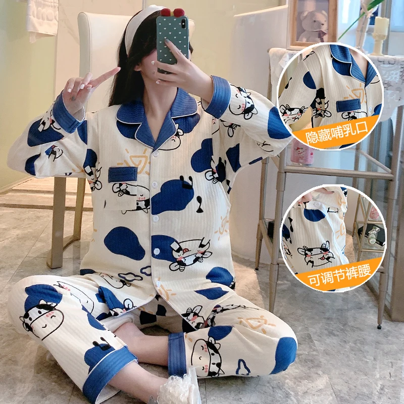 

Winte, грудное вскармливание, Женский пижамный комплект для кормящих матерей, хлопковая одежда для сна для беременных, пижамный комплект для б...