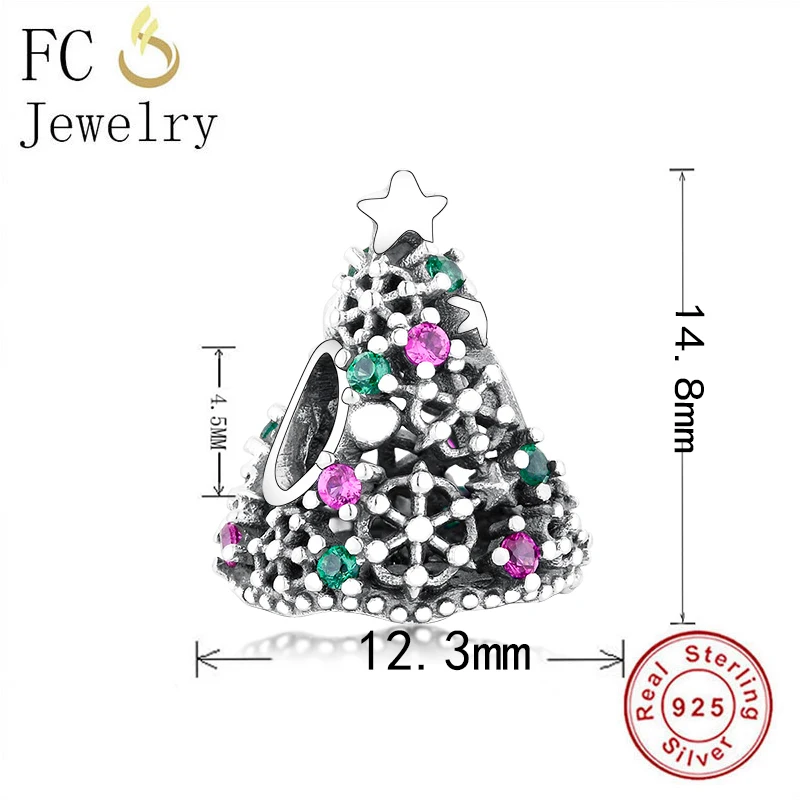 

FC Jewelry Fit Original Brand Charm Bracelets 925 Sterling Silver Snowflake Christmas Tree Bead For Making Women Berloque 2020