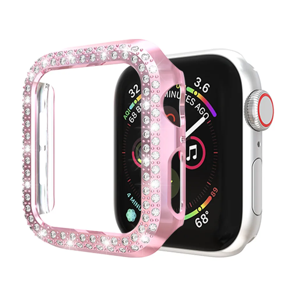 Luxury Bling 40mm 44mm 41mm 45mm 42mm Case for Apple Watch 8 Series 7 6 SE 5 4 3 Cover PC Diamond Bumper for iWatch Accessories