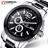 carnival brand fashion mechanical sport watch for men luxury waterproof luminous calendar military automatic watch reloj hombre