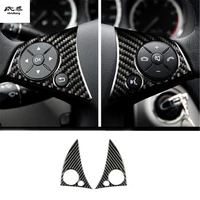 2pcslot epoxy glue real carbon fiber steering wheel button cover for 2007 2010 mercedes benz w204 c200 c300 c180 c260 c63
