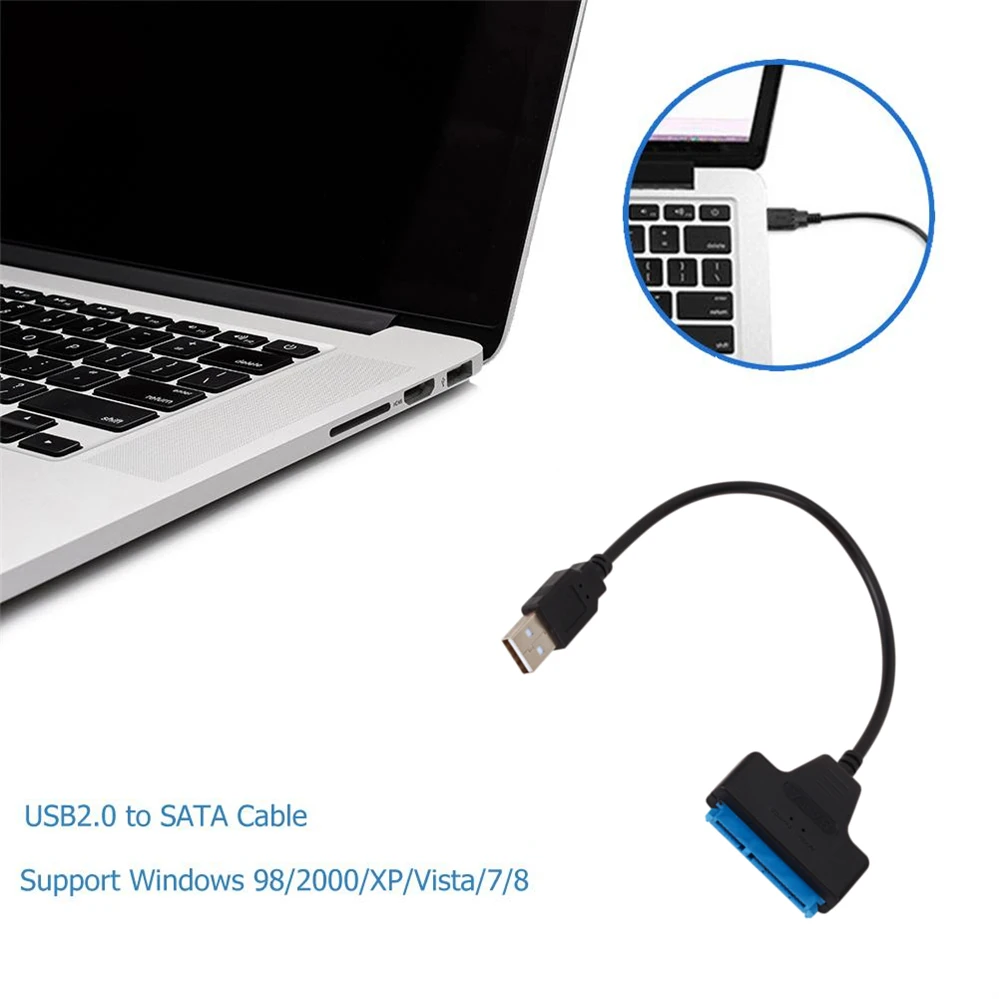 PzzPss USB 2 0 к SATA 22-контактный Кабель-адаптер линейный кабель для подключения HDD SSD