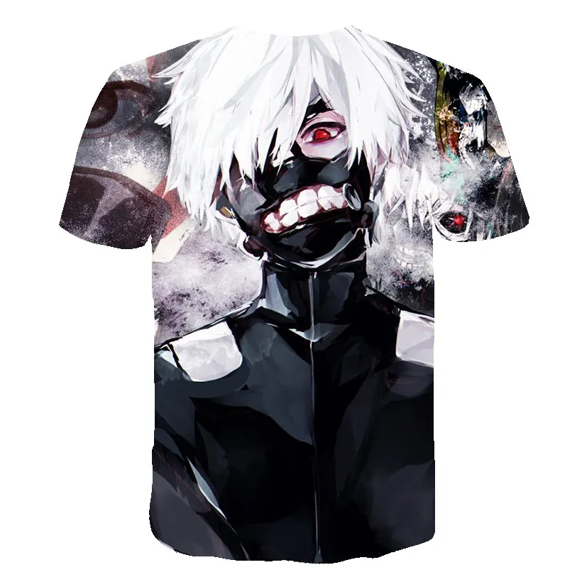Летняя мужская футболка с аниме Tokyo Ghoul черно-белая принтом повседневные футболки