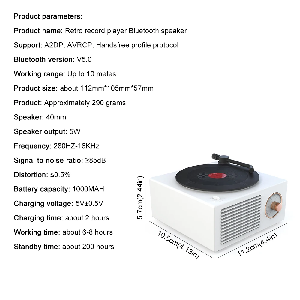 

Creative Record Player Shape Bluetooth Wireless Speaker Multi-Function Turntable Loud Stereo Sound Bluetooth Speakers